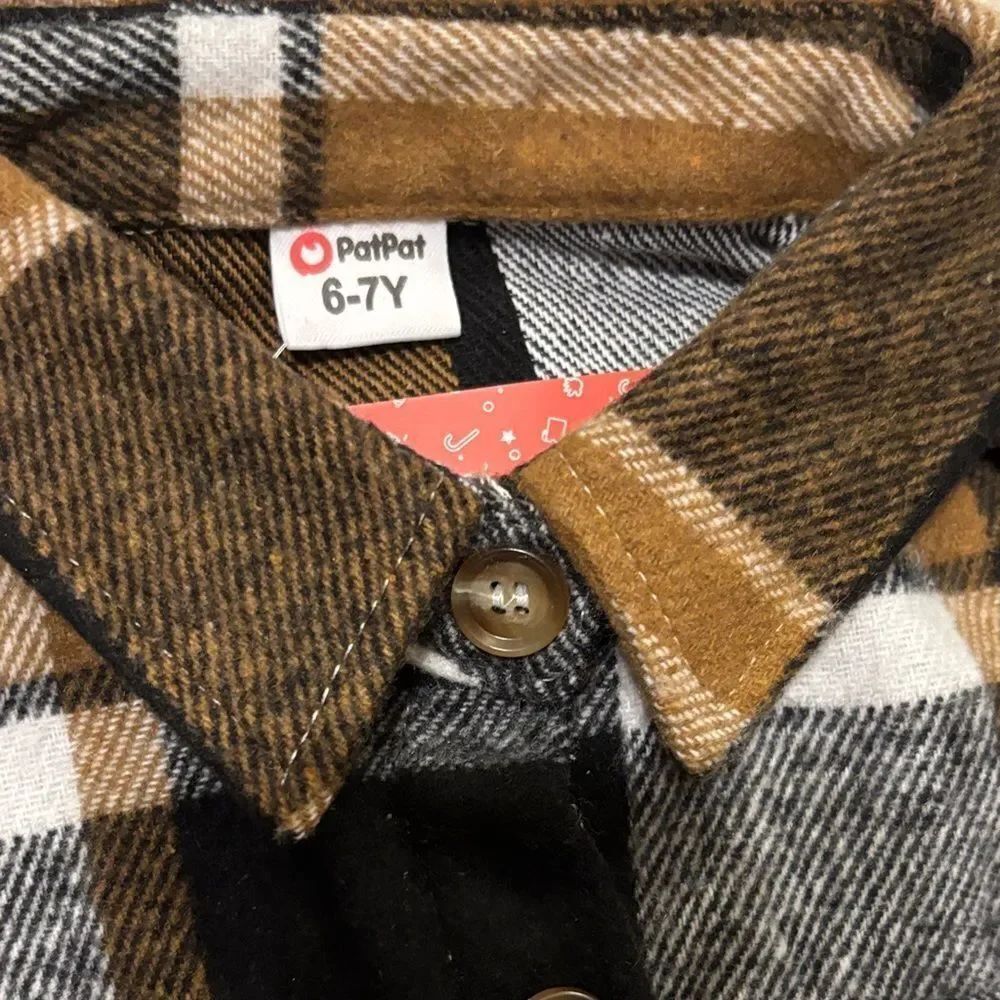 Girls Plaid Button-Up Shirt Dress Jacket - Picture 4 of 4